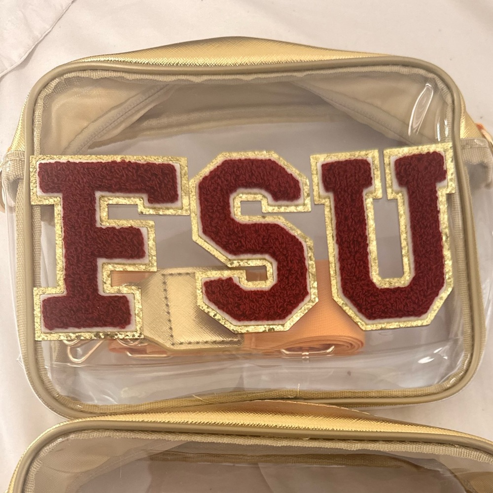 Clear FSU Patch Bag - Gold with Garnet Letters